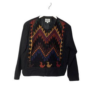 Xela Exchange Women’s Native Embroidered Blazer Jacket Guatemala Cotton Medium